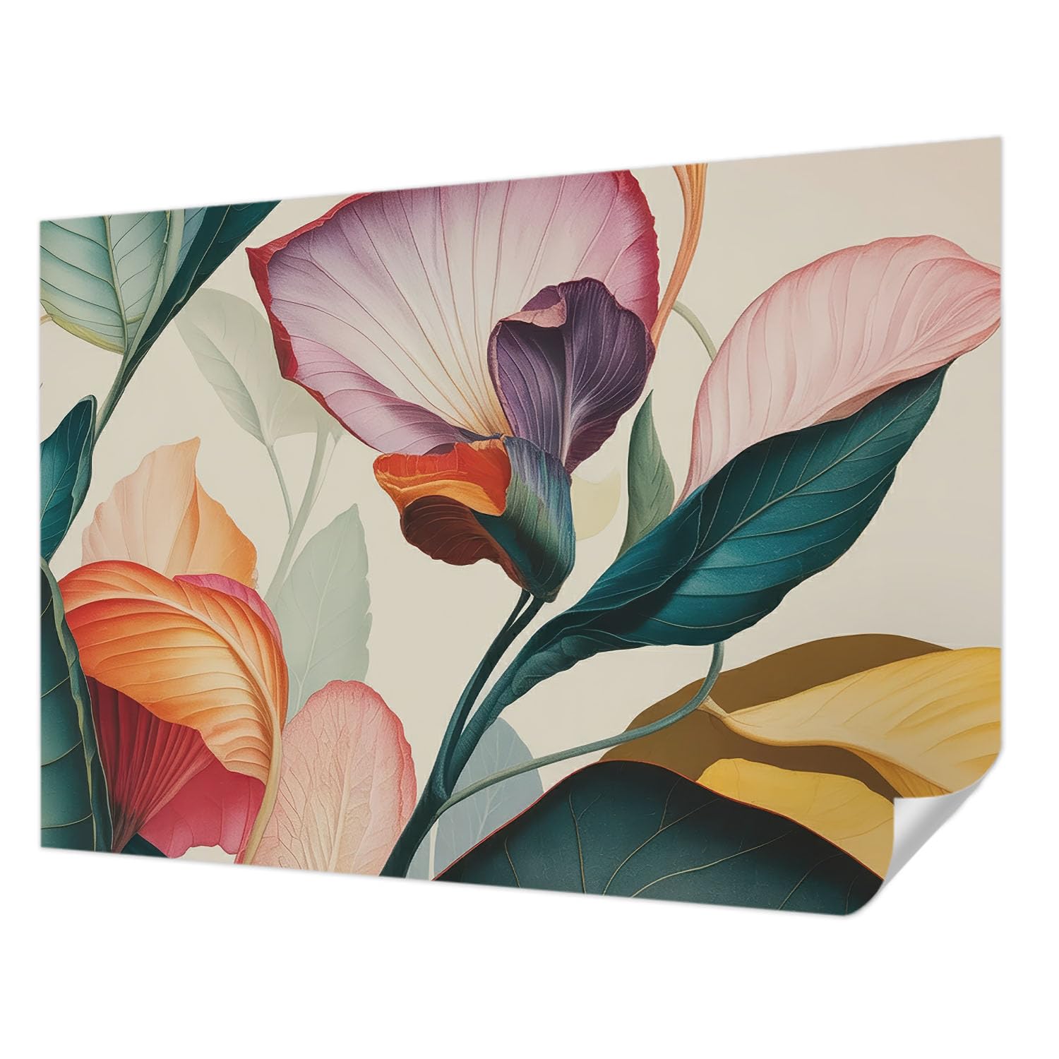 Revêtement mural autocollant fleurs colorées 312x219 cm panoramique pour salon