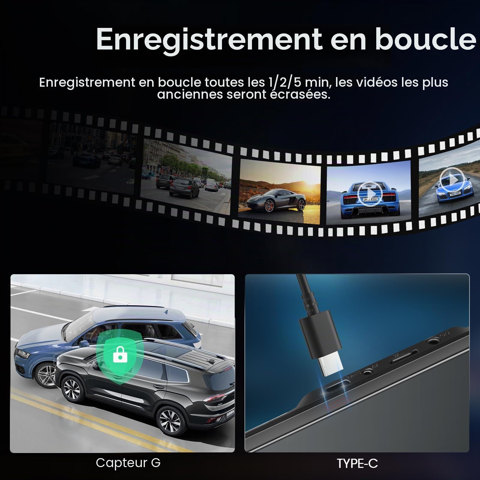 Vtopek 10" Dashcam Rétroviseur WiFi Dashcam Voiture Avant Arriere 4K+1080P