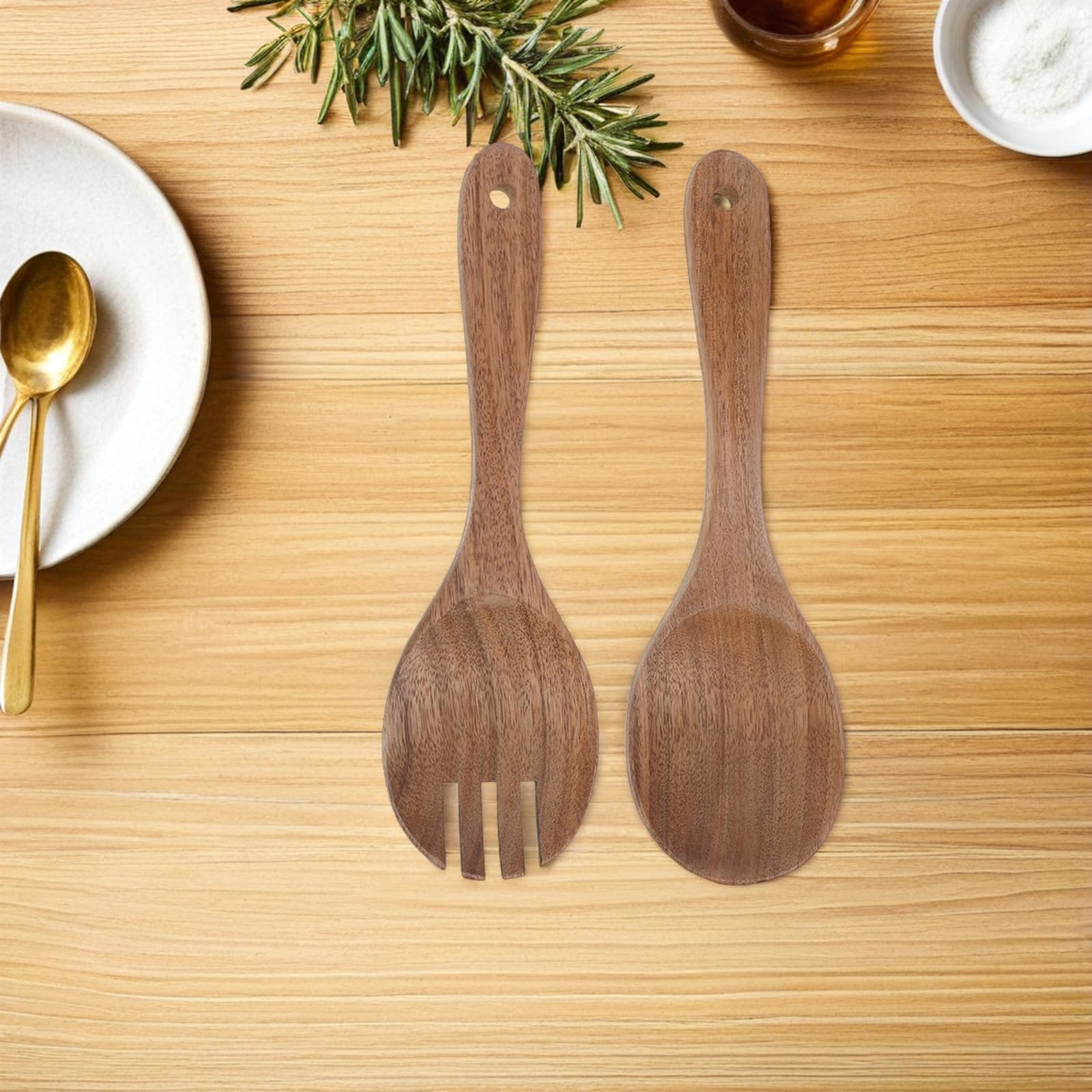 MAGICLULU Bol de Ensalada de Vidrio con Base de Madera, Capacidad de 1.7l, Resistente Temperatura y Fácil de Limpiar, Adecuado para Servir Ensaladas en Cocina Moderna