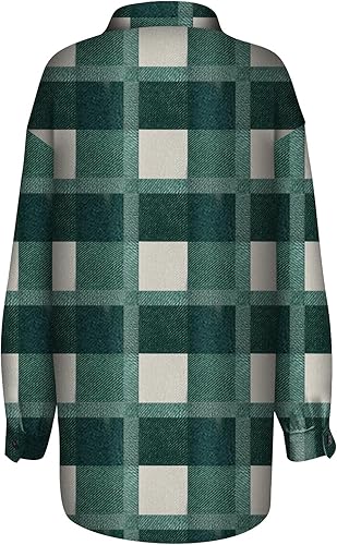 Miniatura 6 de Chaqueta de manga larga para mujer, abrigo a cuadros con solapa y botones, cárdigan frontal abierto, con bolsillo, de lana