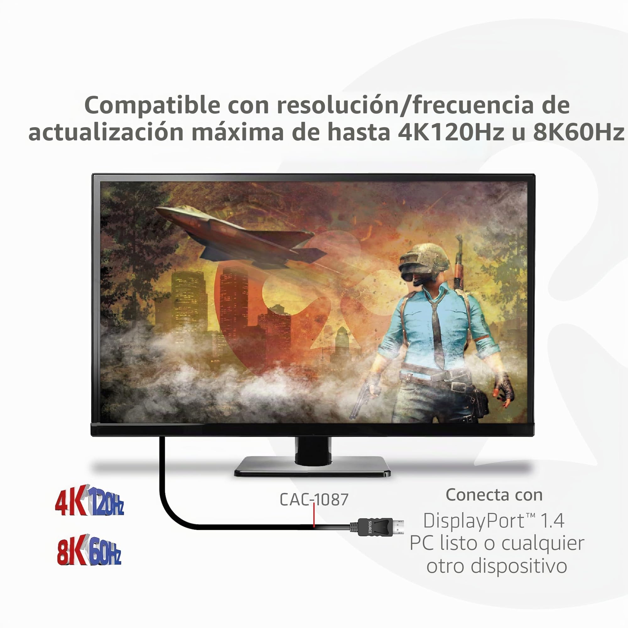 CLUB3D CAC-1087 DisplayPort 1.4 a HDMI 4K120Hz o 8K60Hz HDR10 Cable 3m St./St.