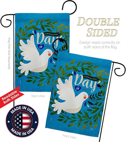 Miniatura 3 de Breeze Decor Juego de banderas de jardín para el Día de la Paz con soporte, soporte de la Tierra, protección del medio ambiente, decoración de la