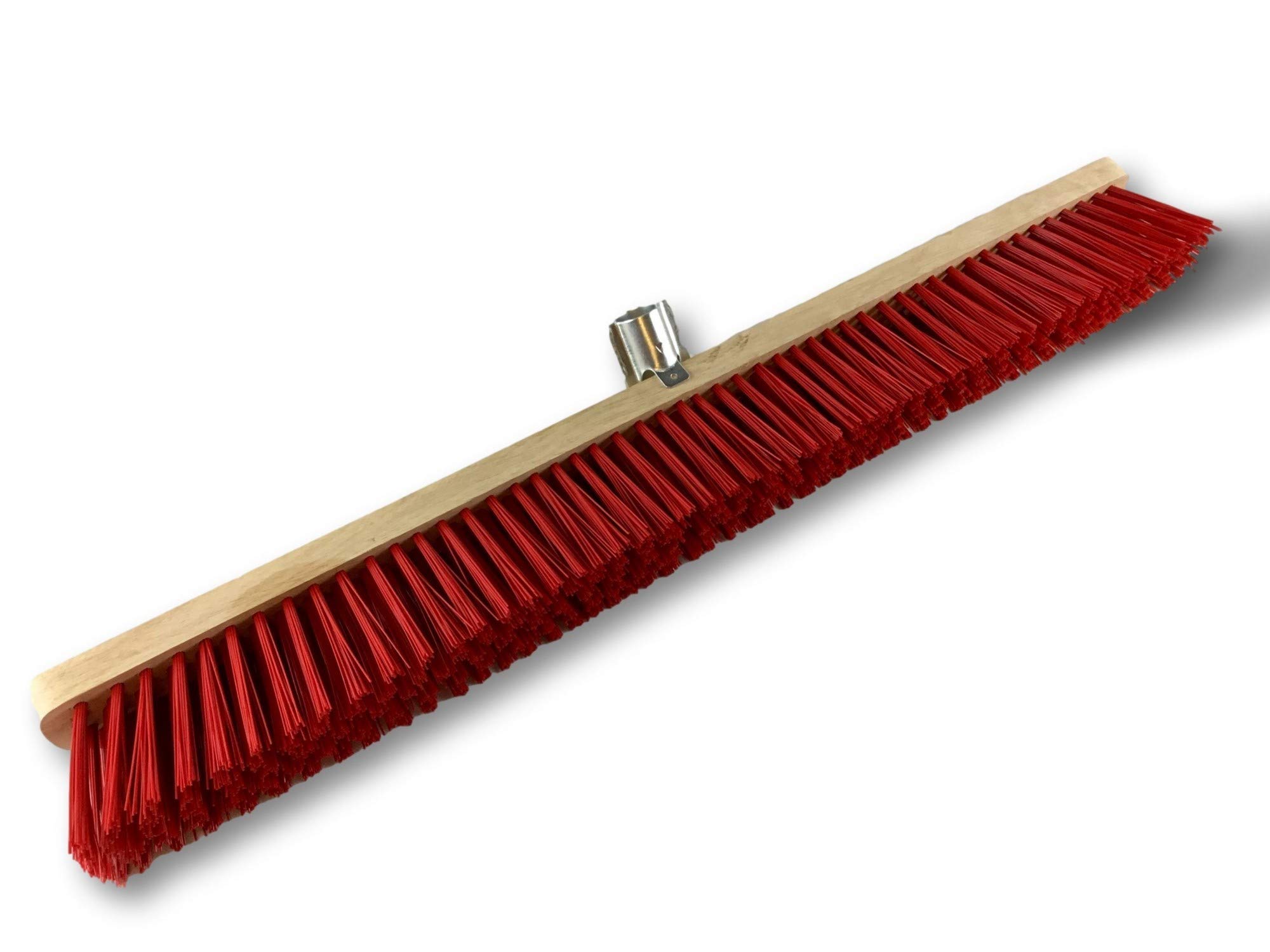 Miotła warsztatowa typu kantonier | Zestaw 10 | Track Outdoor | Długość 80 cm | Wypełnienie szczotką PVC czerwoną | Drewniana podeszwa | Metalowe tulejki Ø 28 mm | Bez uchwytu | Kibros 2380Bx10