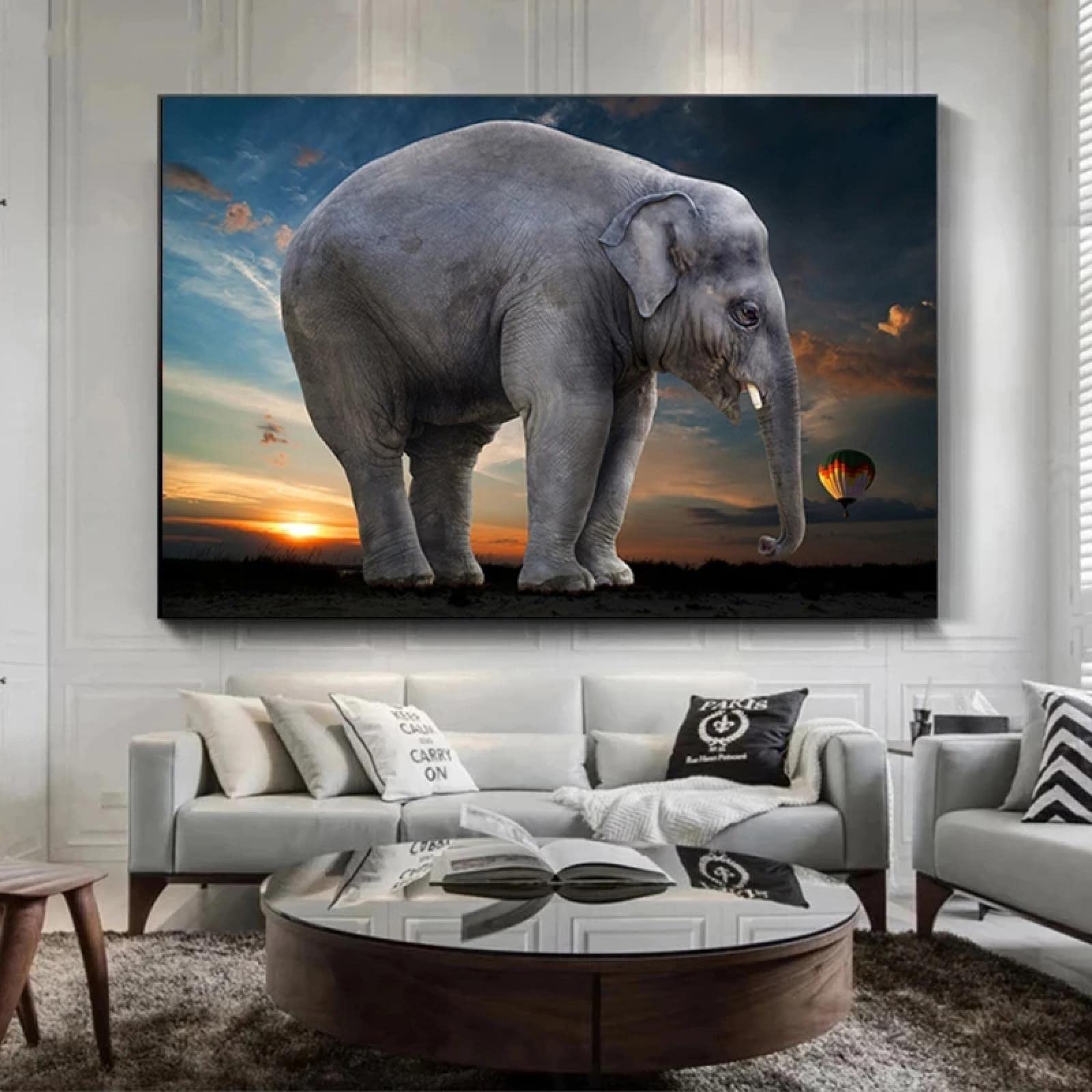 Cuadro de elefante moderno en lienzo de 80x110cm para decoración de salón 8