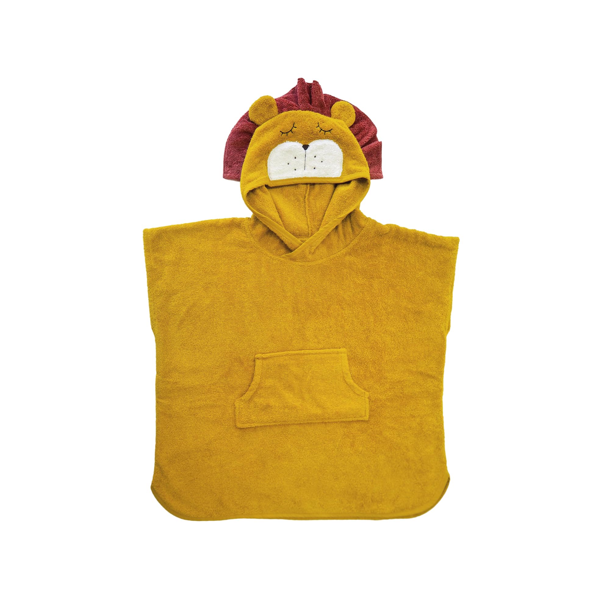 kikadu Poncho Löwe - Kinderhandtuch mit Tiergesicht aus 100% GOTS-zertifizierter Bio-Baumwolle