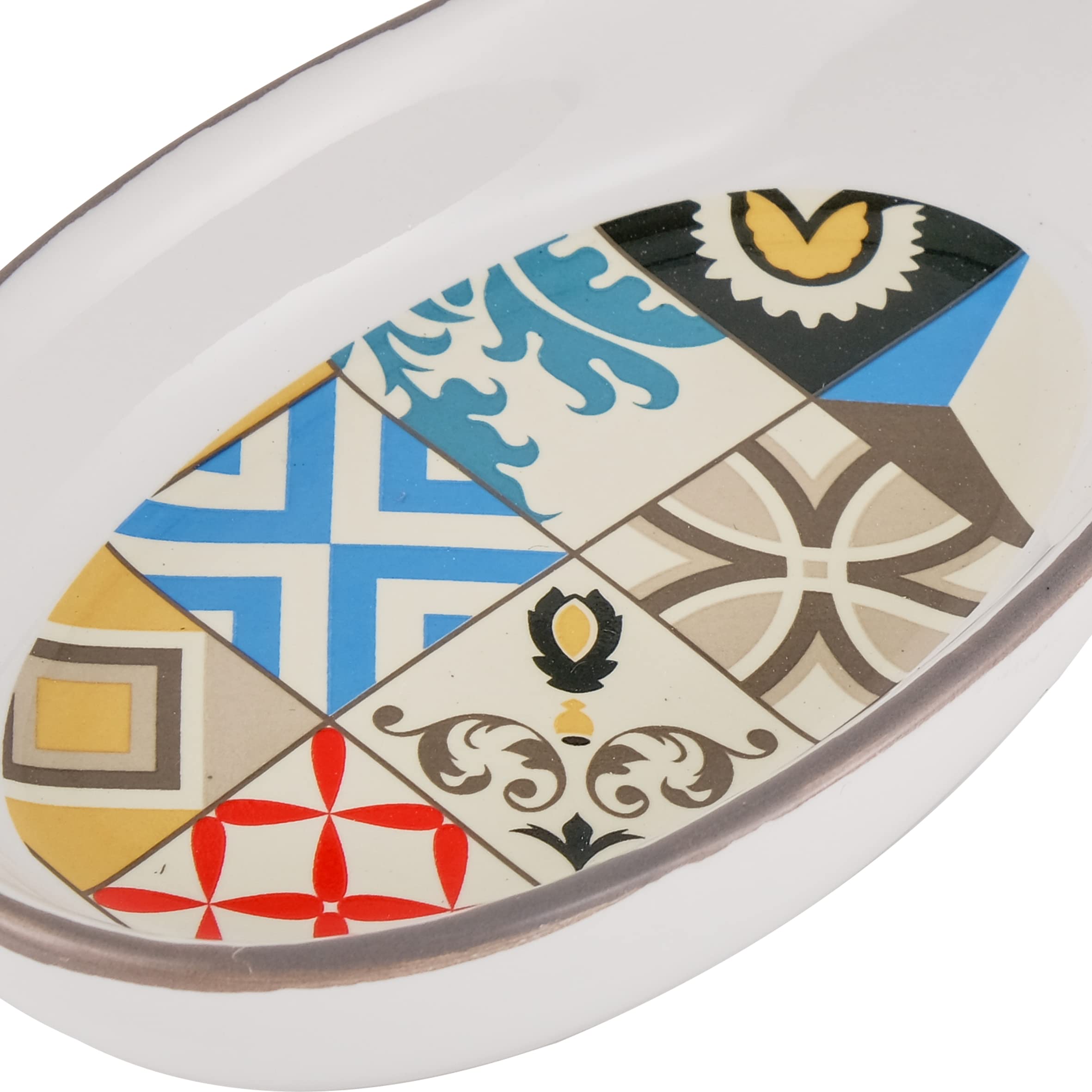 Baroni Home Portamestoli In Ceramica Con Mestoli Inclusi | Design Cementine | 11x11x25 Cm | Lavabile In Lavastoviglie