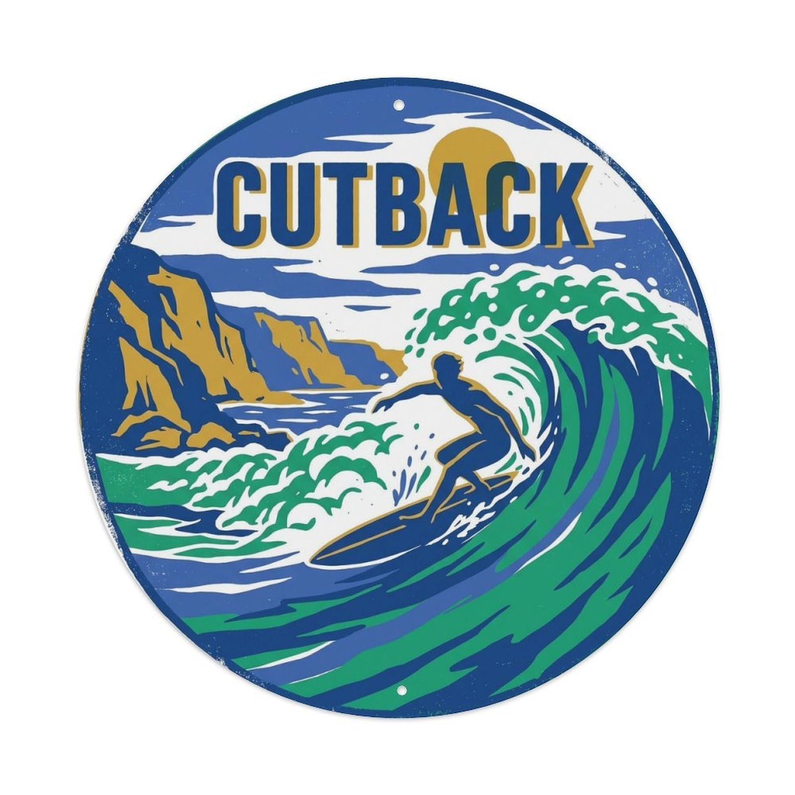 Surf Cutback Hawaii Coastal Travel Island Break Metal Tin Sign