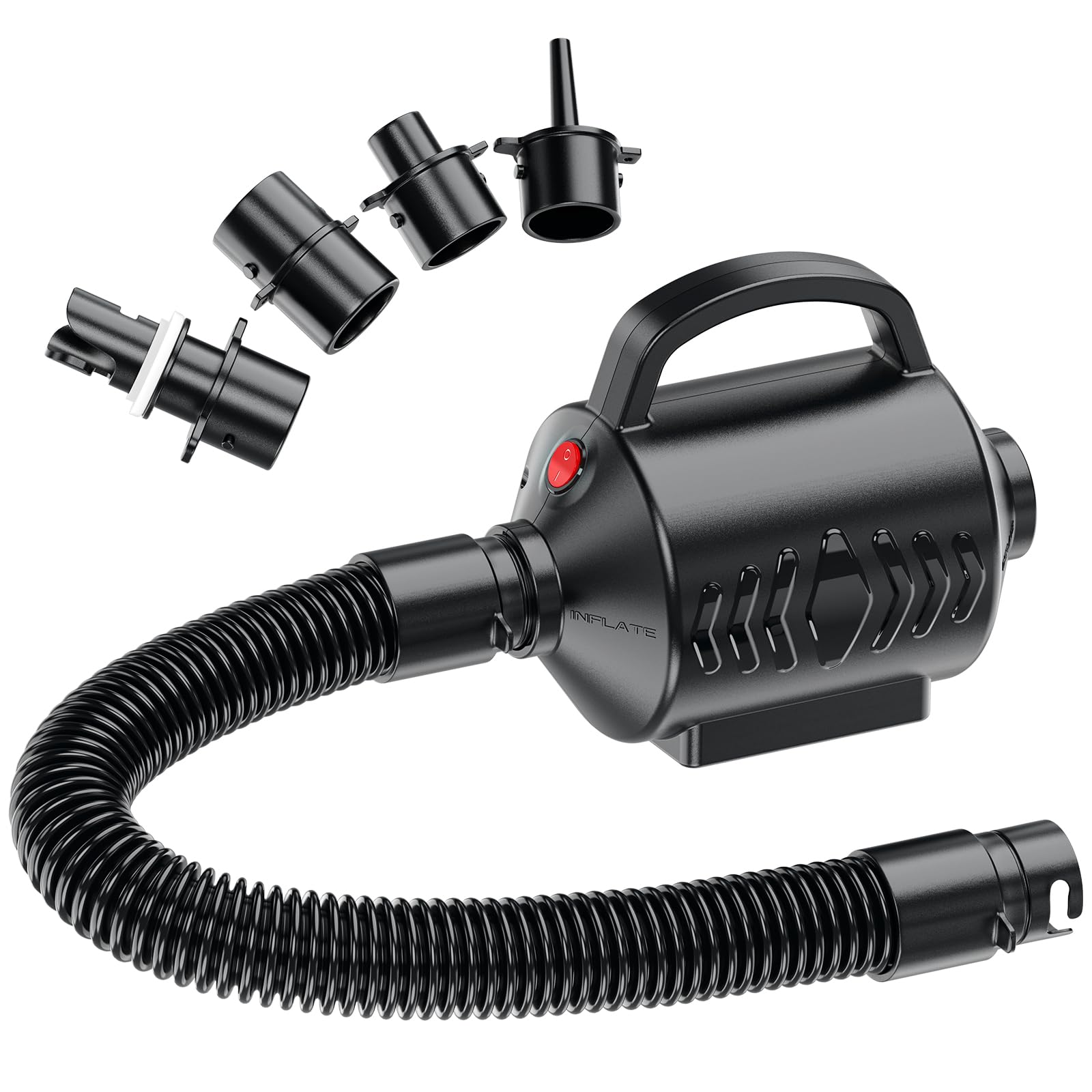 Electric Air Pump for Inflatable Pool Toys - High Power Quick-Fill Air Mattress Inflator Deflator Pump for Pool Float Raft Gymnastics Track Mat, Portable Air Pump 4 Nozzles AC 220-240V (400W)
