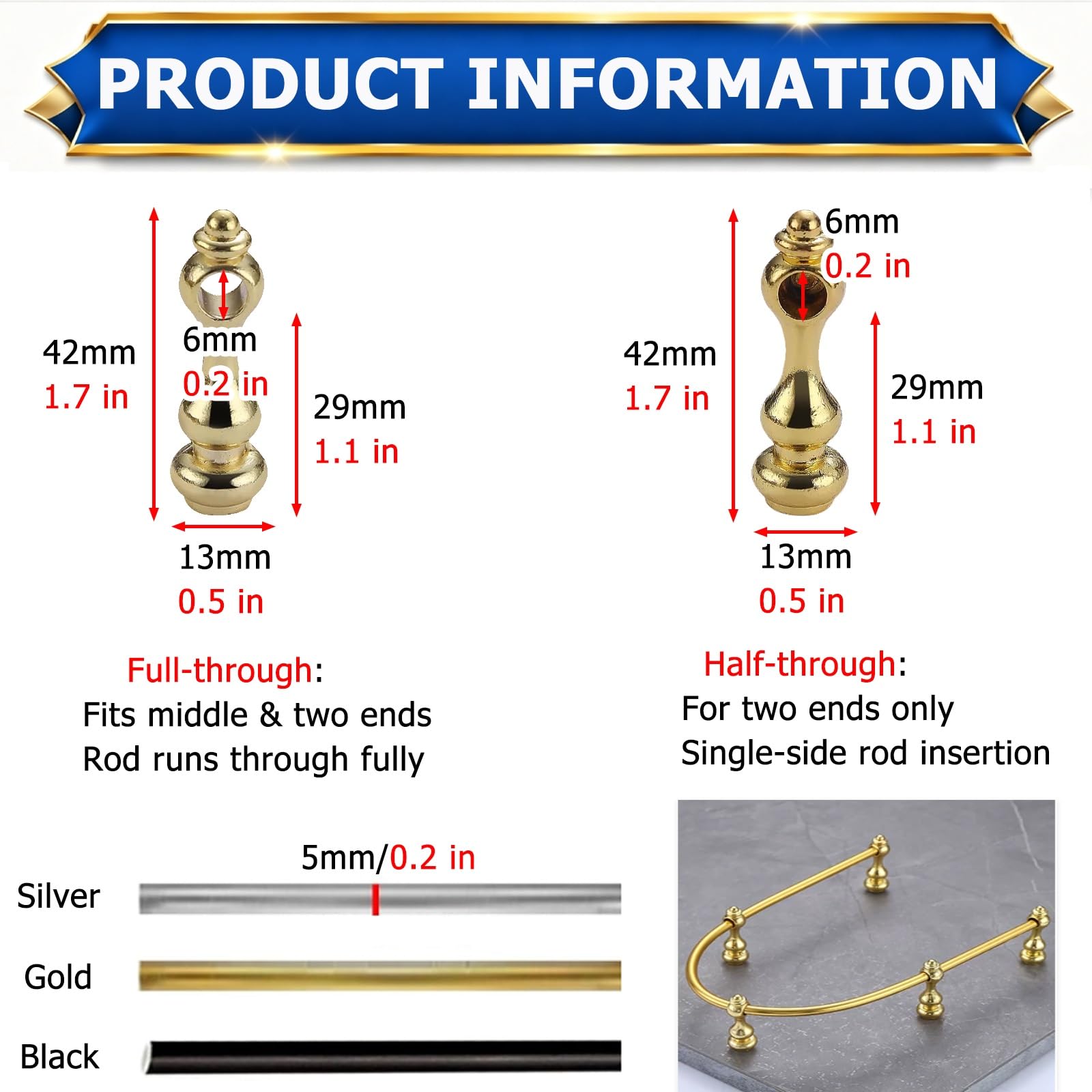 Binario per mensole Barra di Protezione Curva per Mensole Oro Argento Nero, Barra Flessibile E Personalizzabile per Cantinette Vino, Ringhiera Pieghevole per Mensole(Gold,58"/148cm)