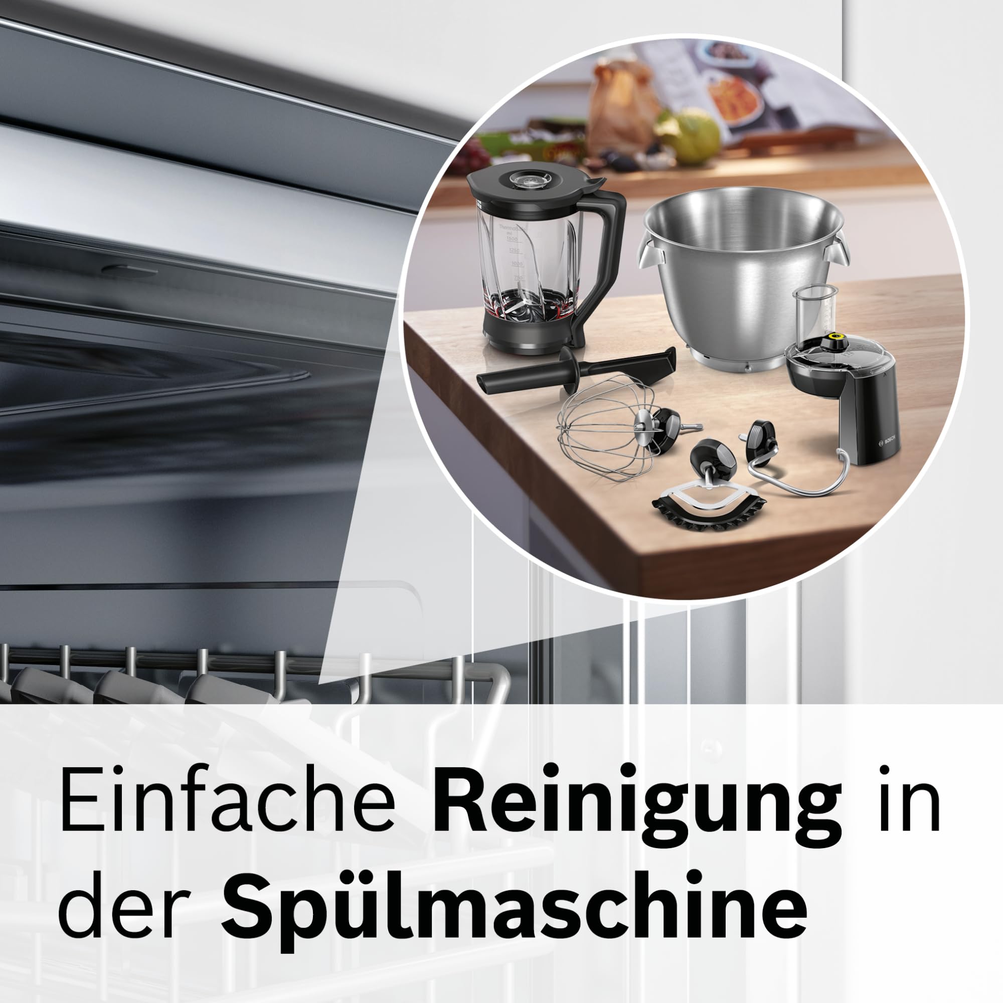 Bosch Küchenmaschine Serie 8 MUM9DT5S41, Edelstahl-Schüssel 5,5 L, integrierter Timer, ohne Waage, diverses Zubehör, Planetenrührwerk, Profi-Knethaken, Schlag-, Silikonbesen Edelstahl, 1600 W, silber