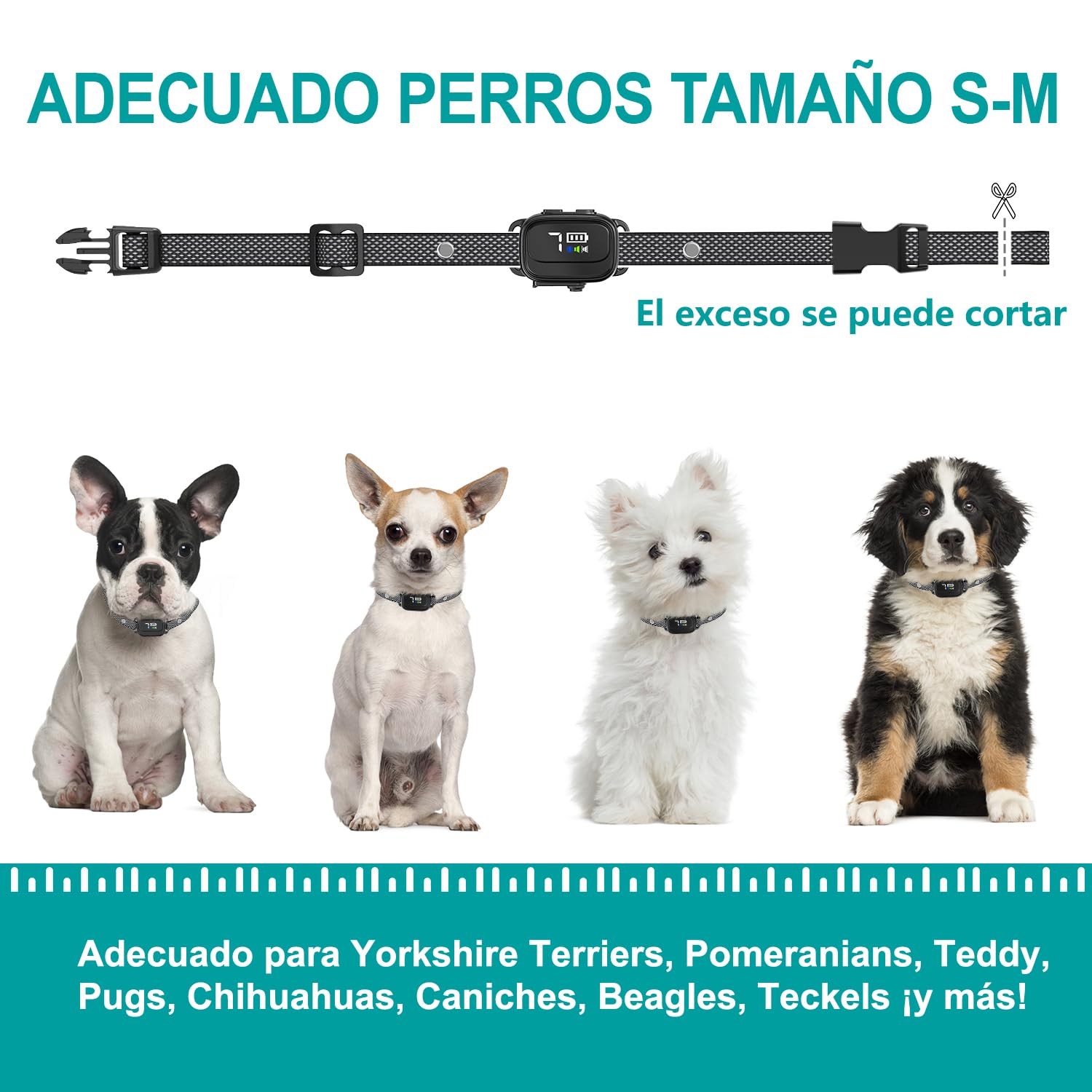 Collar Antiladridos para Perros Pequeños, Collar Antiladridos con 7 Niveles de Sensibilidad, 3 Modos de Sonido y Vibración, Resistente al Agua IP67, Efectivo y Humano, Negro