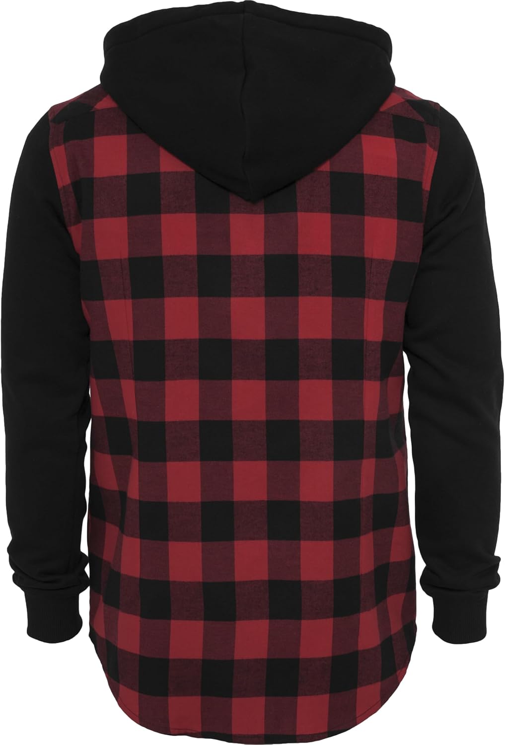 Urban Classics Mens Hooded Checked Flannel Sweat Sleeve Shirt