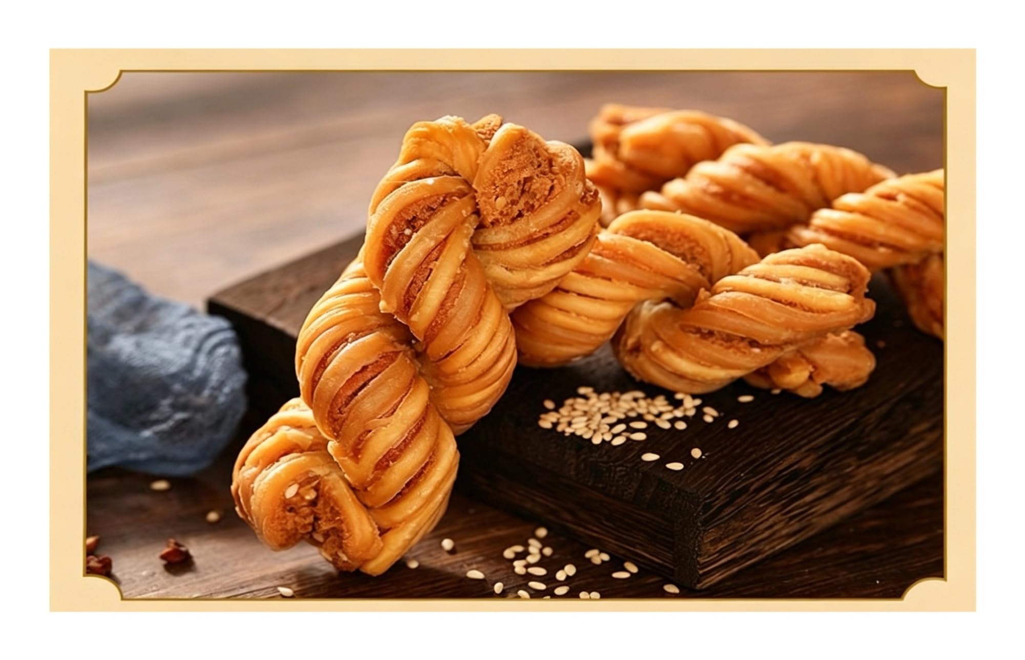 Donuts retorcidos crujientes al estilo de Tianjin, 120 g, capas sobre capas de sabor, crujientes con cada bocado. Una delicia tradicional que te conquistará al primer gusto.(4bag)