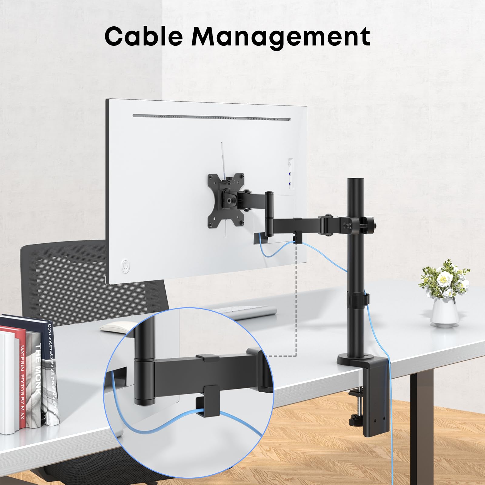 Brazo de monitor de montaje en poste fácil montaje VESA para pantallas de 17-32 soporta hasta 17.6 lbs Compatible con 75x75 y 100x100 VESA Solución perfecta cuando el montaje en pared o 6