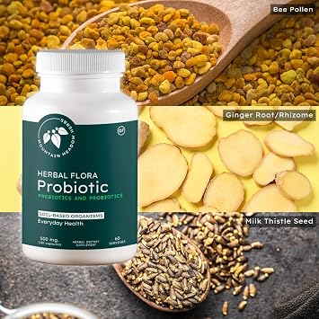 Mountain Meadow Herbs Herbal Flora Probiotics Prebiotics Supplement 120 ct