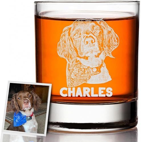 Regalo de cristal de whisky con foto personalizada para mascotas, para los amantes de los perros, graba tu imagen favorita en vidrio de roca de 11
