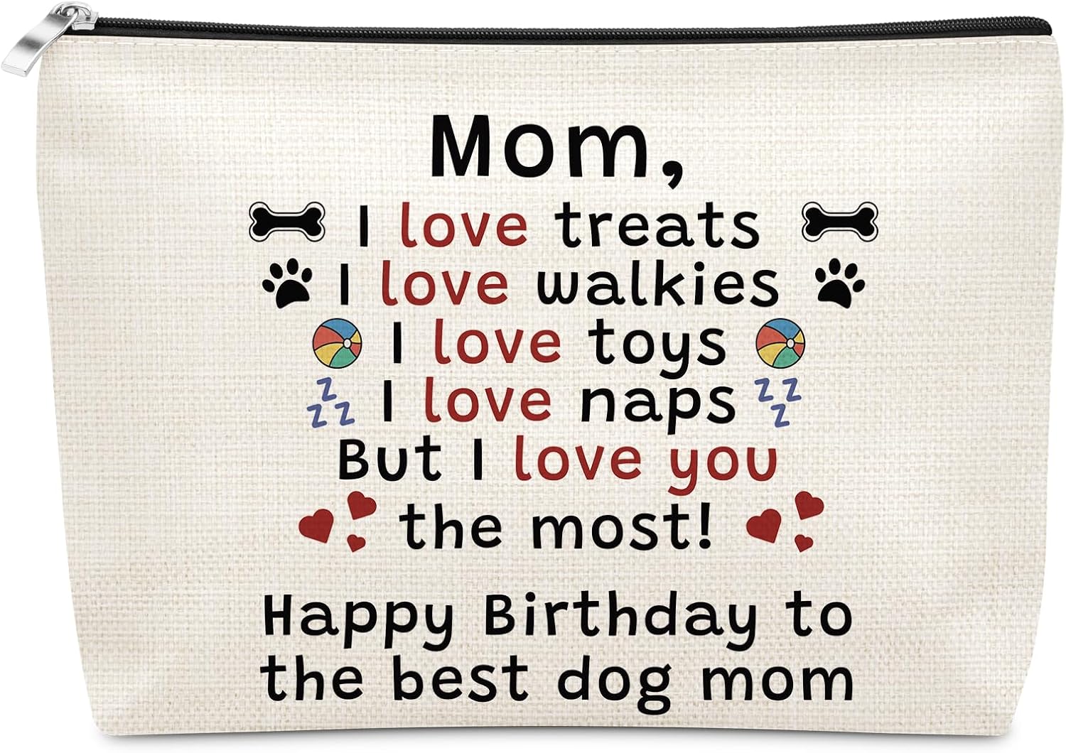 Sazuwu Cute Dog Mom Birthday Makeup Bag Dog Mom Gifts for Women Pet Lovers