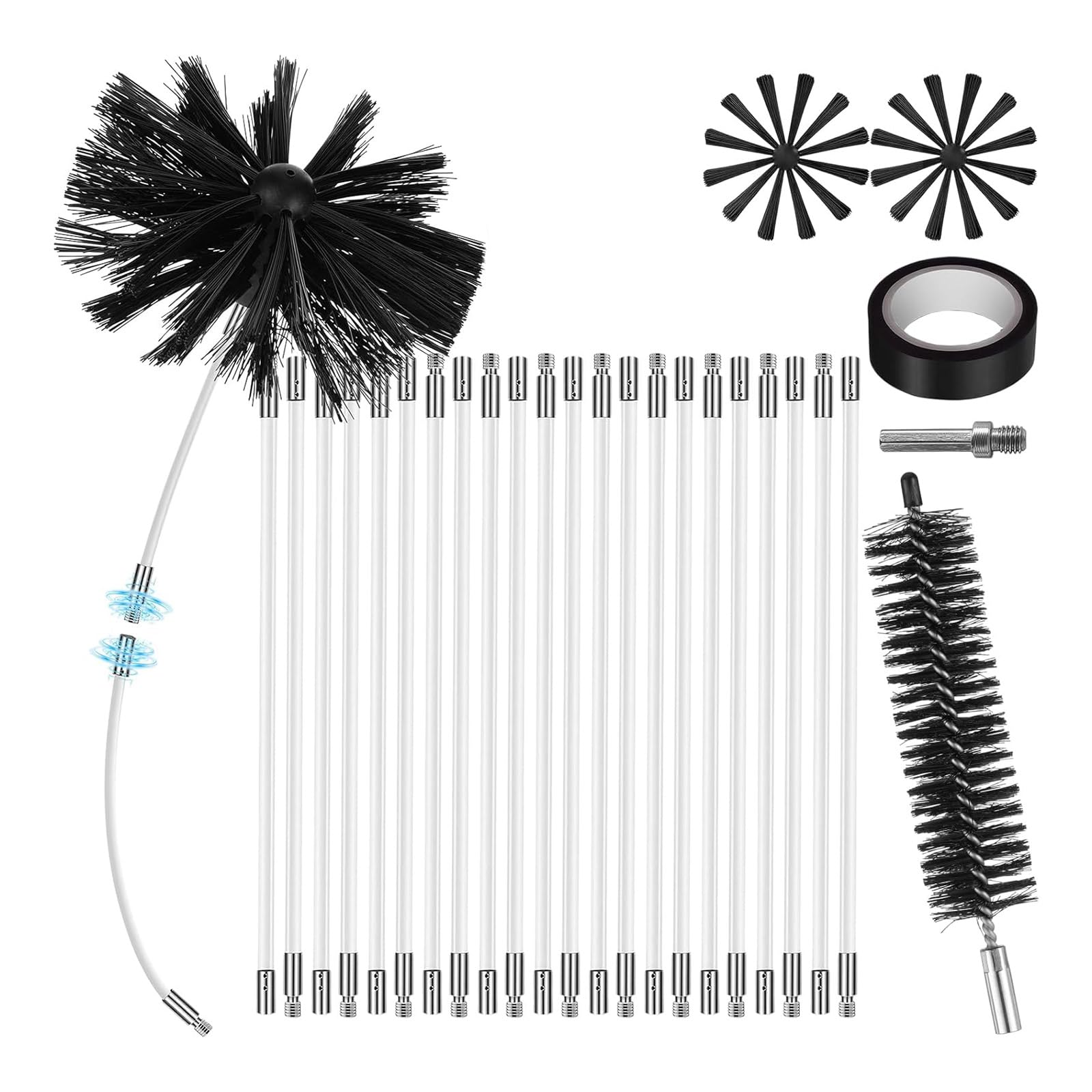 Msioytog MultiPurpose Vents Cleaning Systems with Bendable Rods for Chimneys Dryers and Kitchen Exhausts Efficient Easy Operations Flue Sweeping Brush Kits