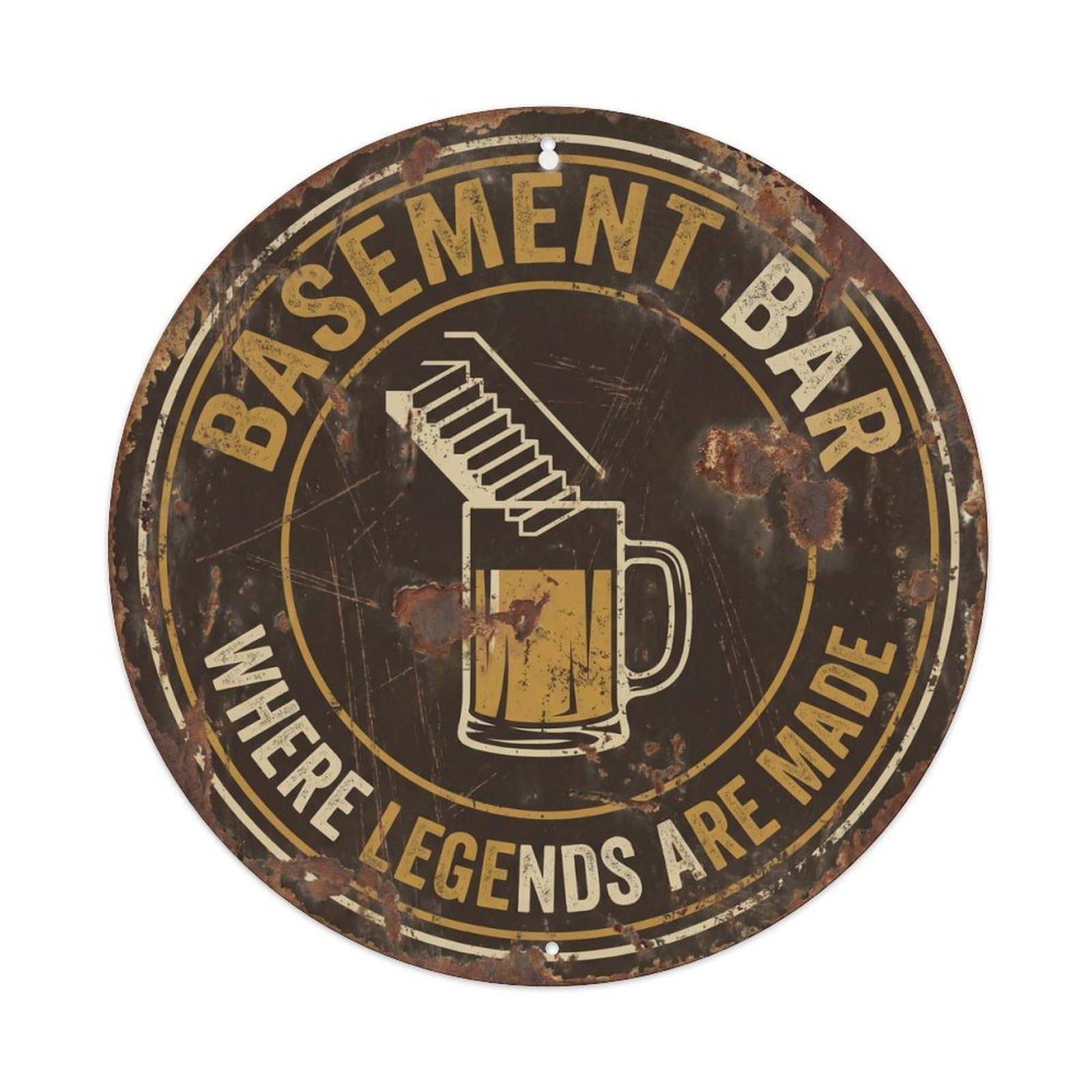 Basement Cozy Basement Beer Metal Tin Sign Plaque Wall Decor for Cafe, Club Bar, Office, Home Garden Round Metal Poster 8x8Inch