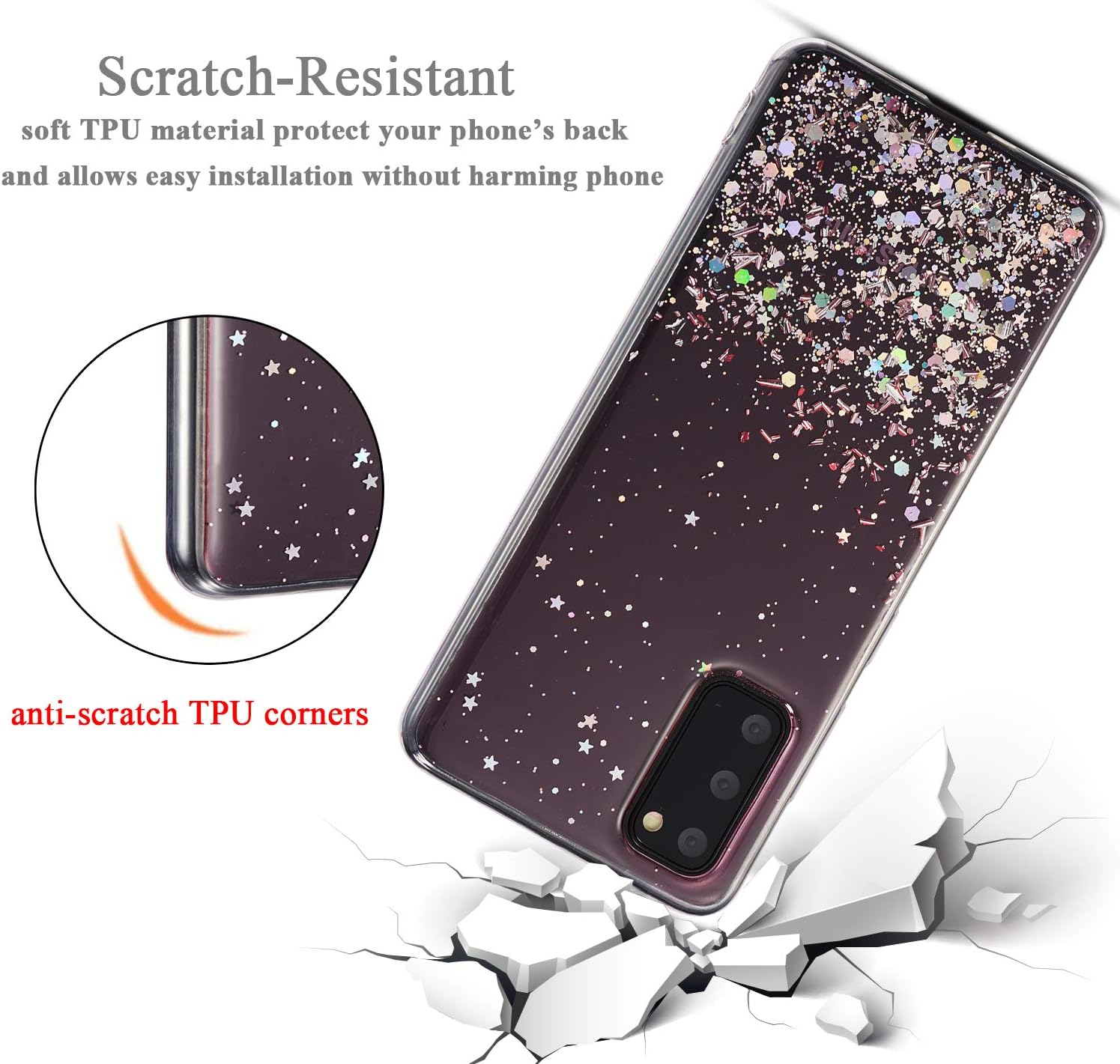 DEFBSC Samsung Galaxy S20 Ultra Case,Bling Glitter Sparkle Transparent Sequin Soft TPU Shockproof Girls Women Cute Case for Samsung Galaxy S20 Ultra 6.9 Inch-Pink