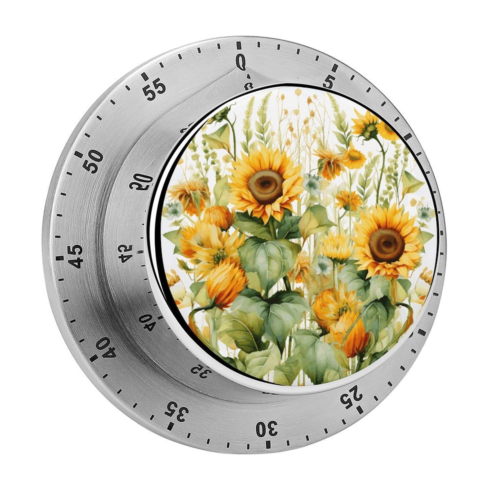 Adfgyerh Style Sunflower And Corn Timer For Cooking, Kitchen Timer Magnetic No Batteries Required, Mechanical Timer With Loud Alarm, For Fitness Baking Exercise Oven