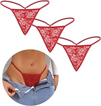 comeondear Seductive Women's Thong Low Waist Thong Lace G-String Mini String Sexy Lingerie Hot Brazilian Panties Soft Lace Underwear Sexy Thongs 1/3 Pieces