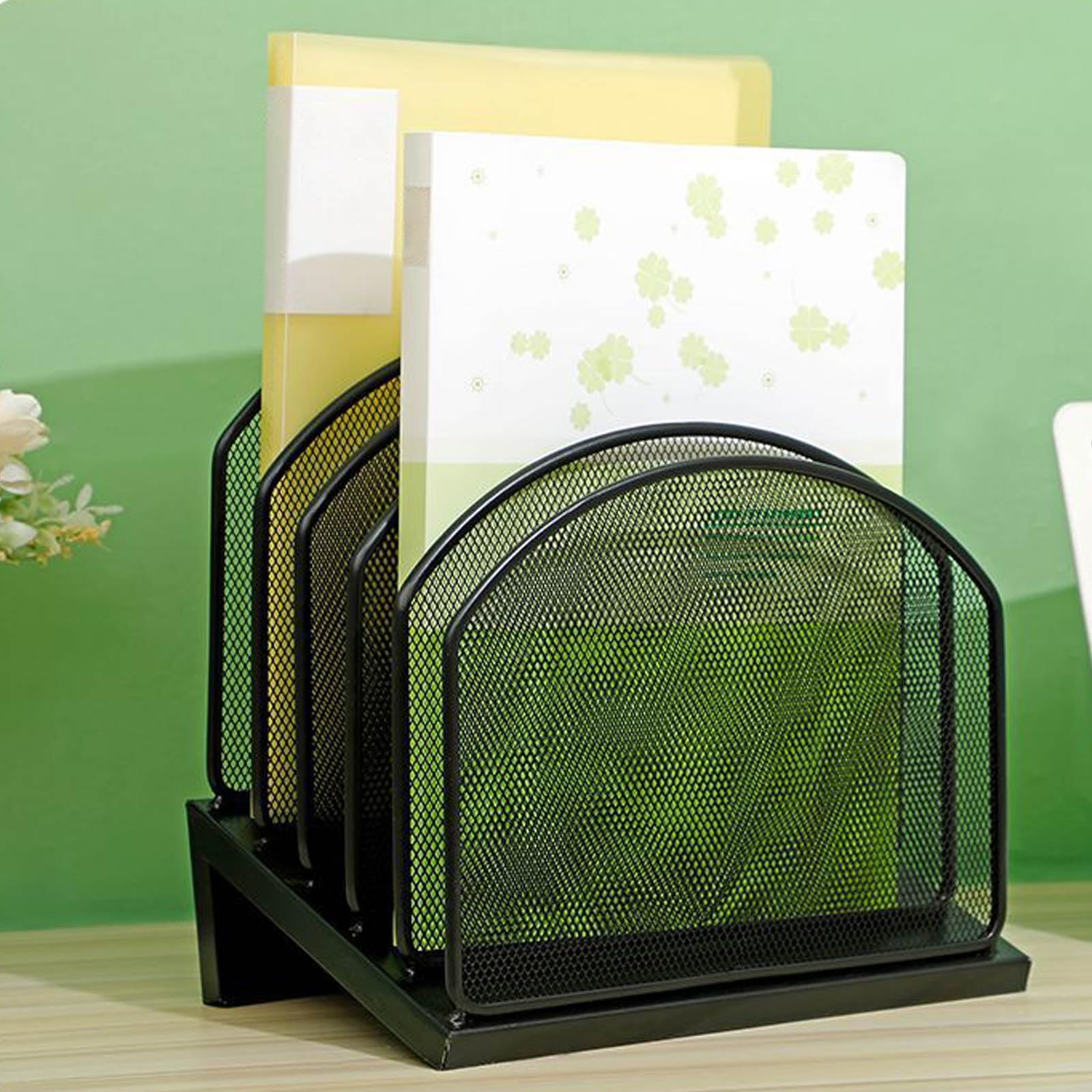 Organizador de documentos para escritorio, organizador de archivos, soporte vertical, estantería de metal, clasificador de archivos