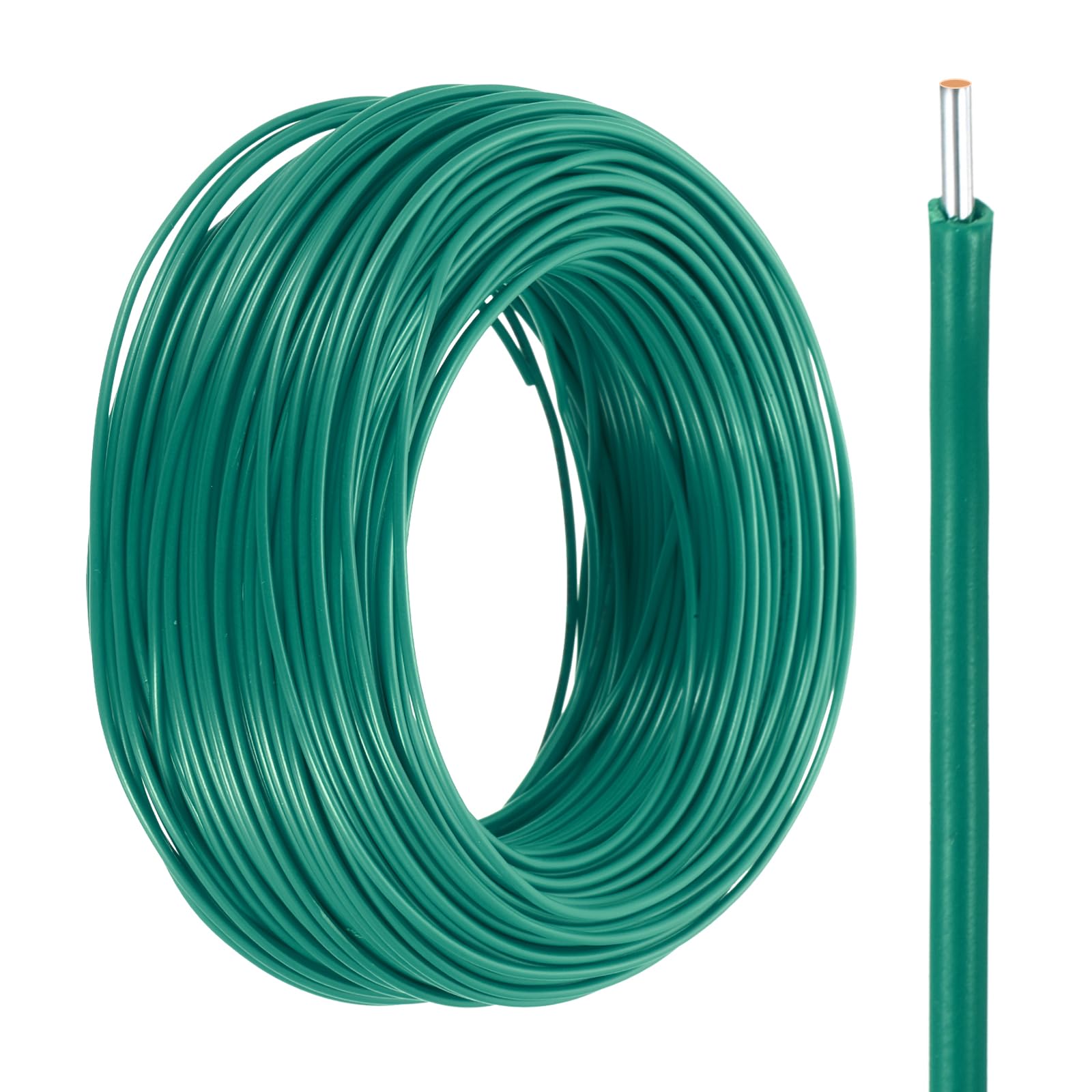 sourcing map UL1007 Solid Core Wire, 26 Gauge 200FT 300V 26 AWG Electrical Wire Tinned Copper PVC 80 Degree High Temp Internal Wiring for Fixed Installations, Appliances, Green