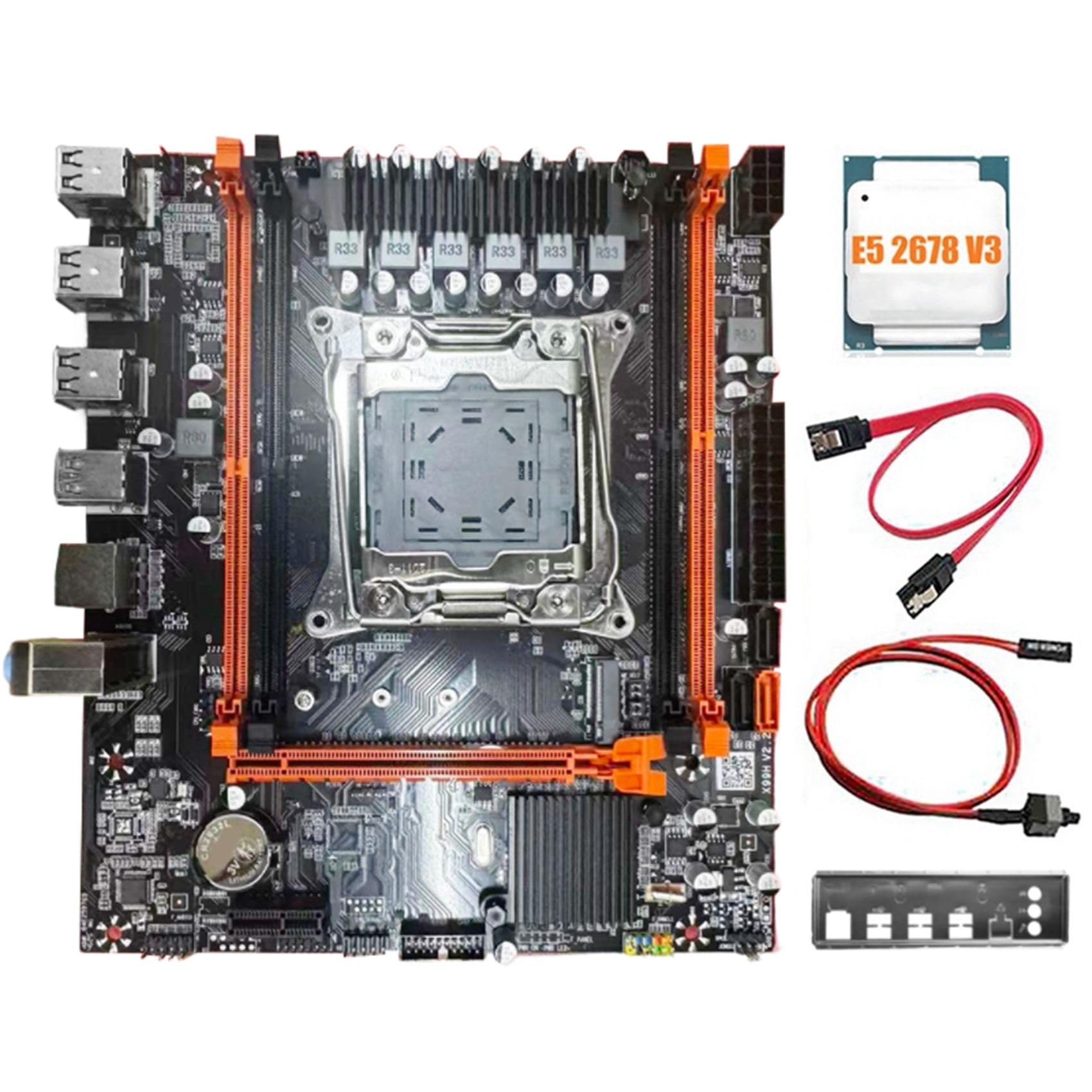 M. 2 PCIE SATA3.0 X99H płyta główna do komputerów stacjonarnych + procesor E5 2678 V3 B85 LGA2011-3 4X DDR4 REG ECC RAM gniazda X99 płyta główna do gier