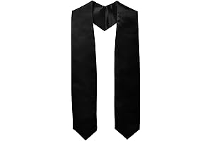 Classy Unisex Adult Plain Graduation Stole in Regal Black