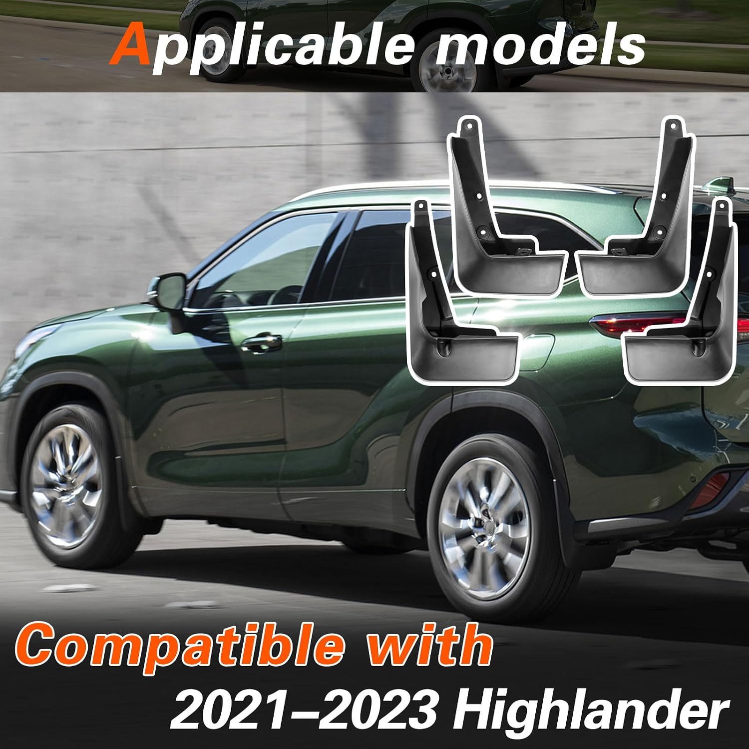 2021 Highlander Mud Flaps Mud Guards Compatible with Toyota Highlander 2021-2024 Splash Guard No Drilling Required All Weather Mudflaps(Set of 4)