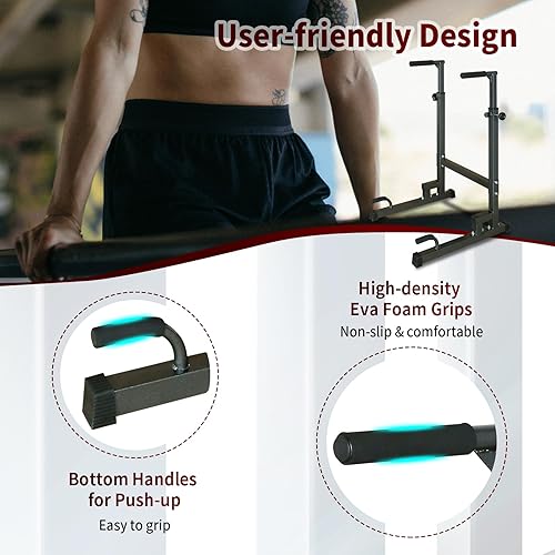 Miniatura 4 de Estación de inmersión de torre de energía, soporte de barra de dominadas, altura ajustable, equipo de entrenamiento de fitness multifunción