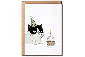 Angry Cat Birthday Cake Card - Funny Birthday Card