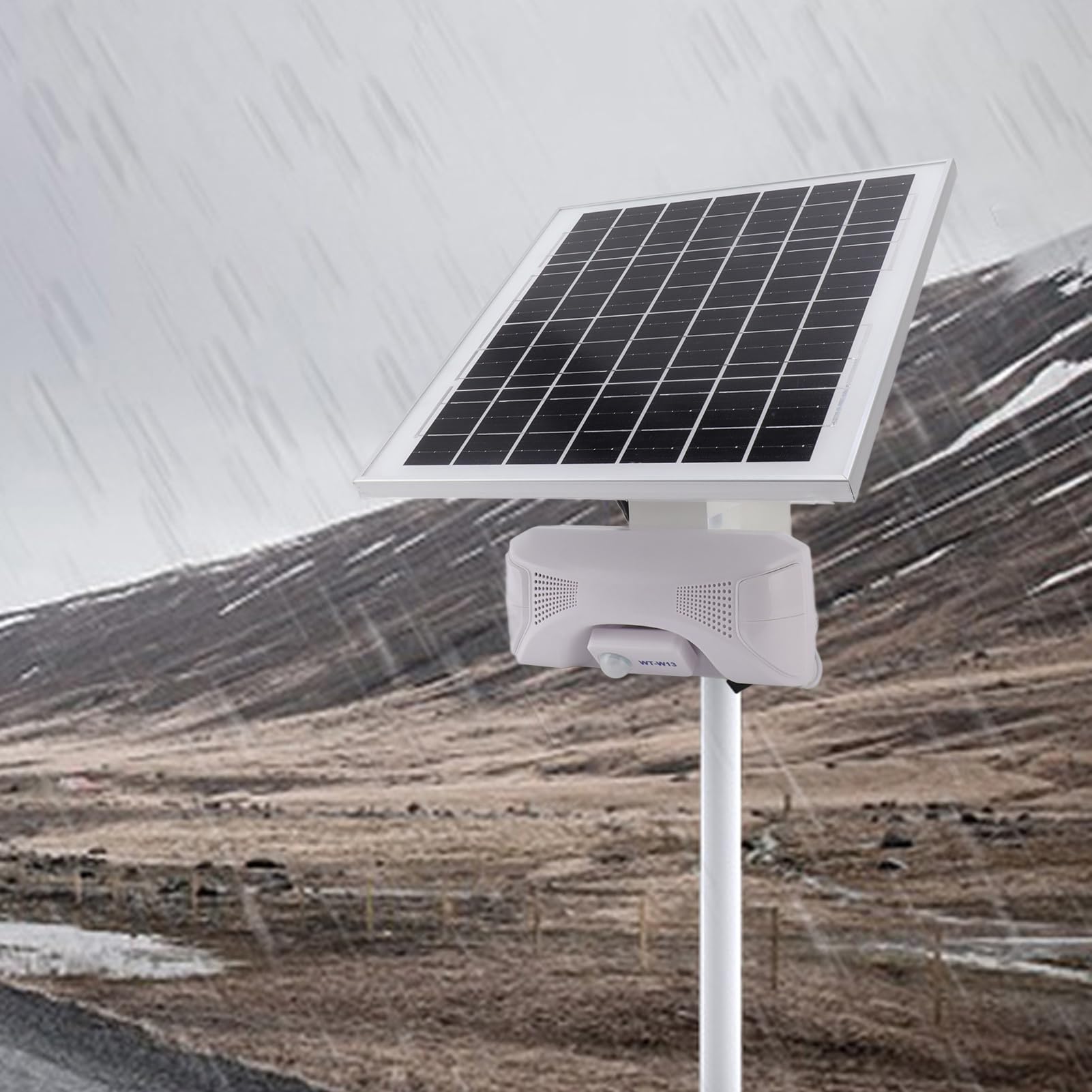 Détecteur de mouvement infrarouge 12 V pour l'extérieur - Rappel de sécurité - Haut-parleur solaire à induction - Réservoir de sécurité - Avertisseur sonore