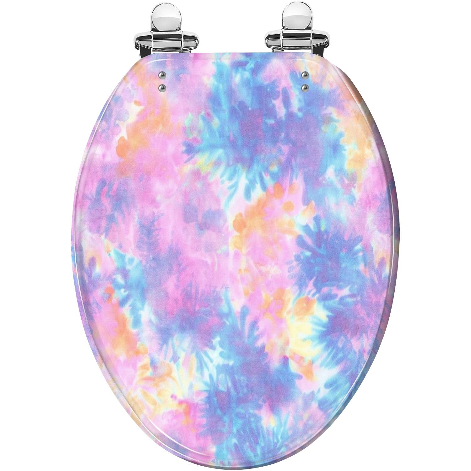Pink Marble Rose Gold Elongated Toilet Seat Slow Close Quick-Release Hinges(Multi5,19.5x14.5)