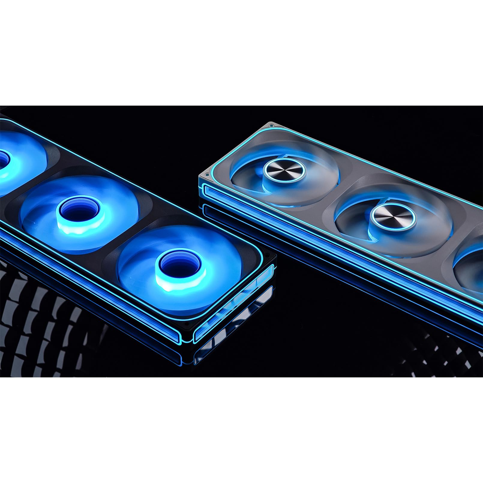 JONSBO ZA-420B - Ventola per PC da 420 mm, silenziosa ventola per PC con 4 lati Infinity Mirror 1800 giri/min, stile ventola intercambiabile (AL NP/Infinity Mirror), 3 pin ARGB, testa M&F integrata