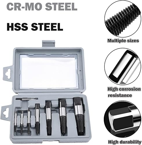 Miniatura 3 de Juego de extractor de pernos de tornillo dañado, 8 piezas, extractor de tornillo pelado, kit de extractores de pernos rotos de extracción fácil de