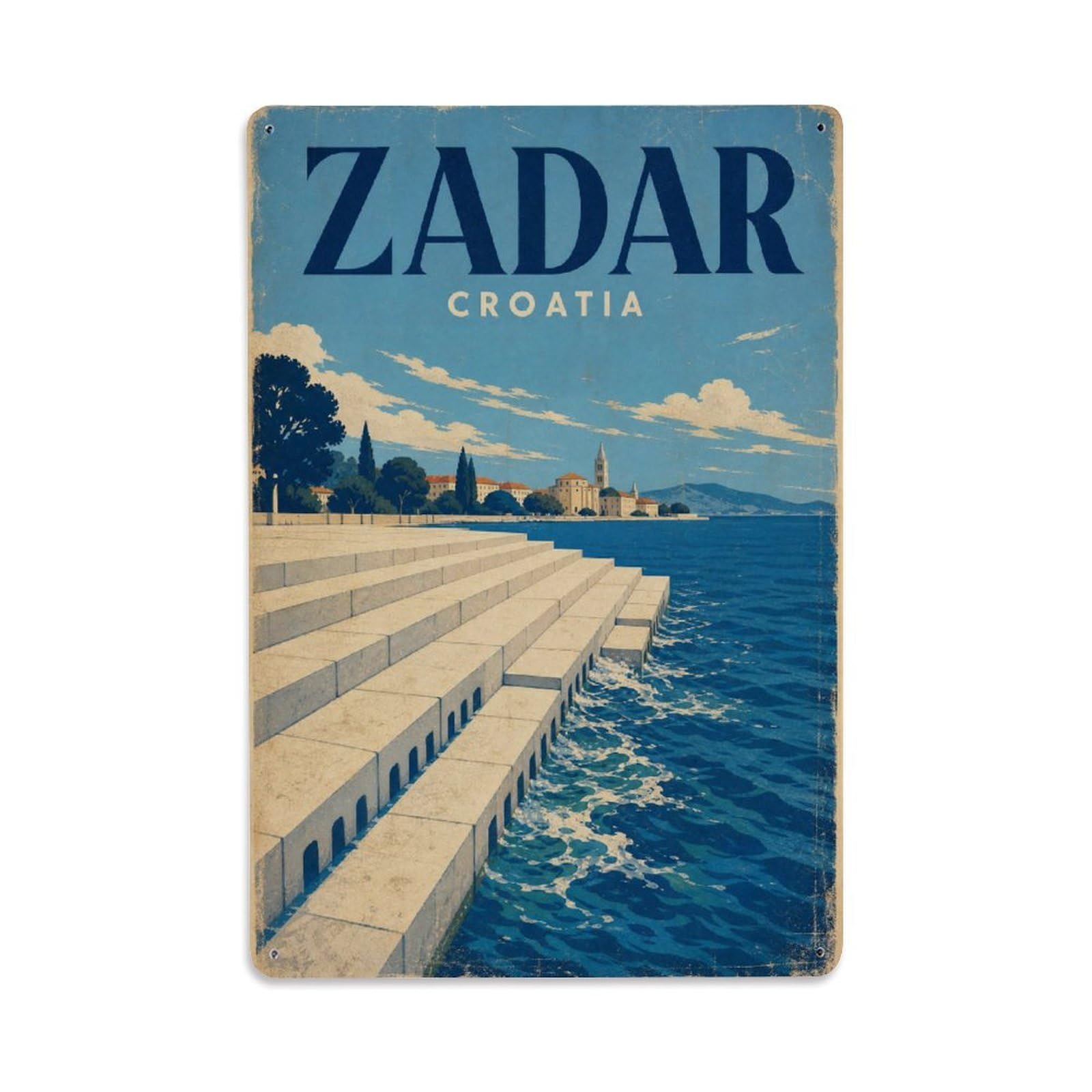 Retro Travel Croatia Zadar Metal Tin Sign