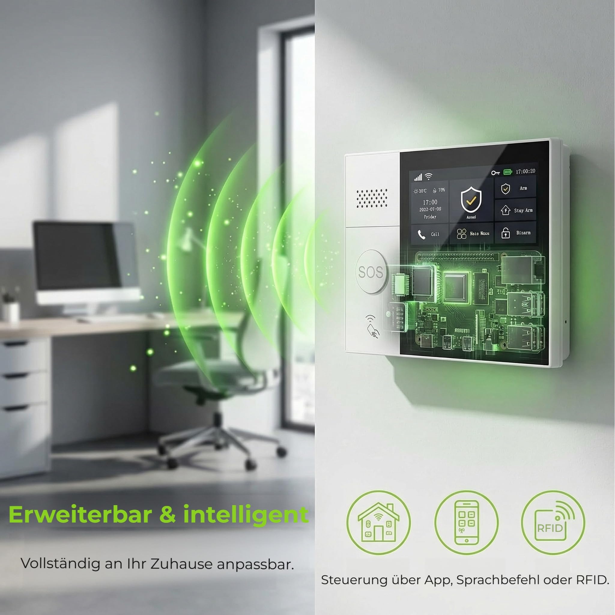 Alarmanlage Haus, WLAN/4G+GSM, Touchscreen, App-Steuerung– 24-teiliges Sicherheitssystem für Haus, mit Bewegungsmelder, Tür sensoren, Fernbedienungen, Alarmsirene, Funktioniert mit Alexa