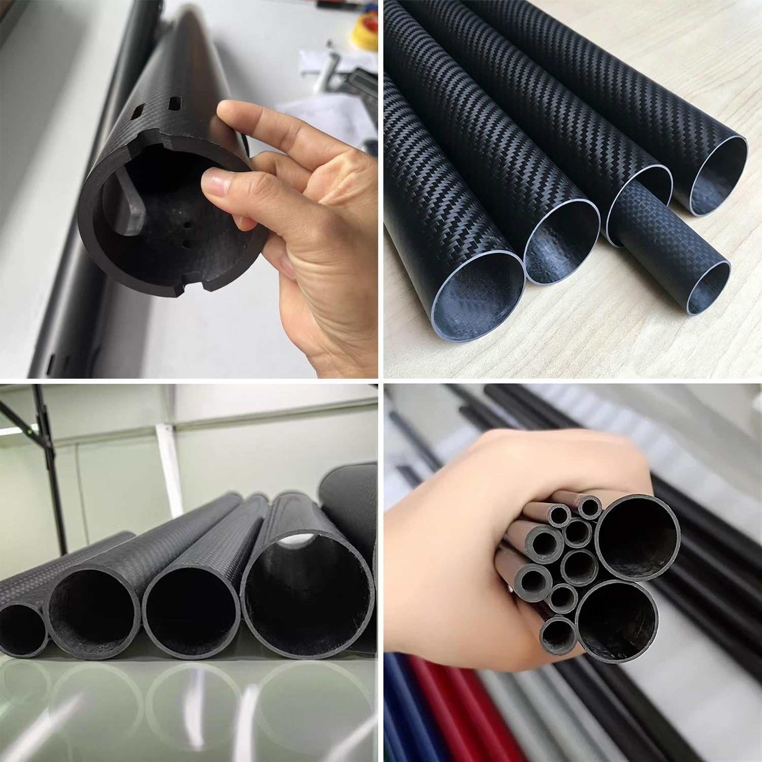 Tubos Huecos De Fibra De Carbono, Tubo Redondo Enrollado 3K, Brillante | Ligero, fácil de cortar, para drones RC, aviones, cuadricópteros, uso de bricolaje(21x15x1000mm)