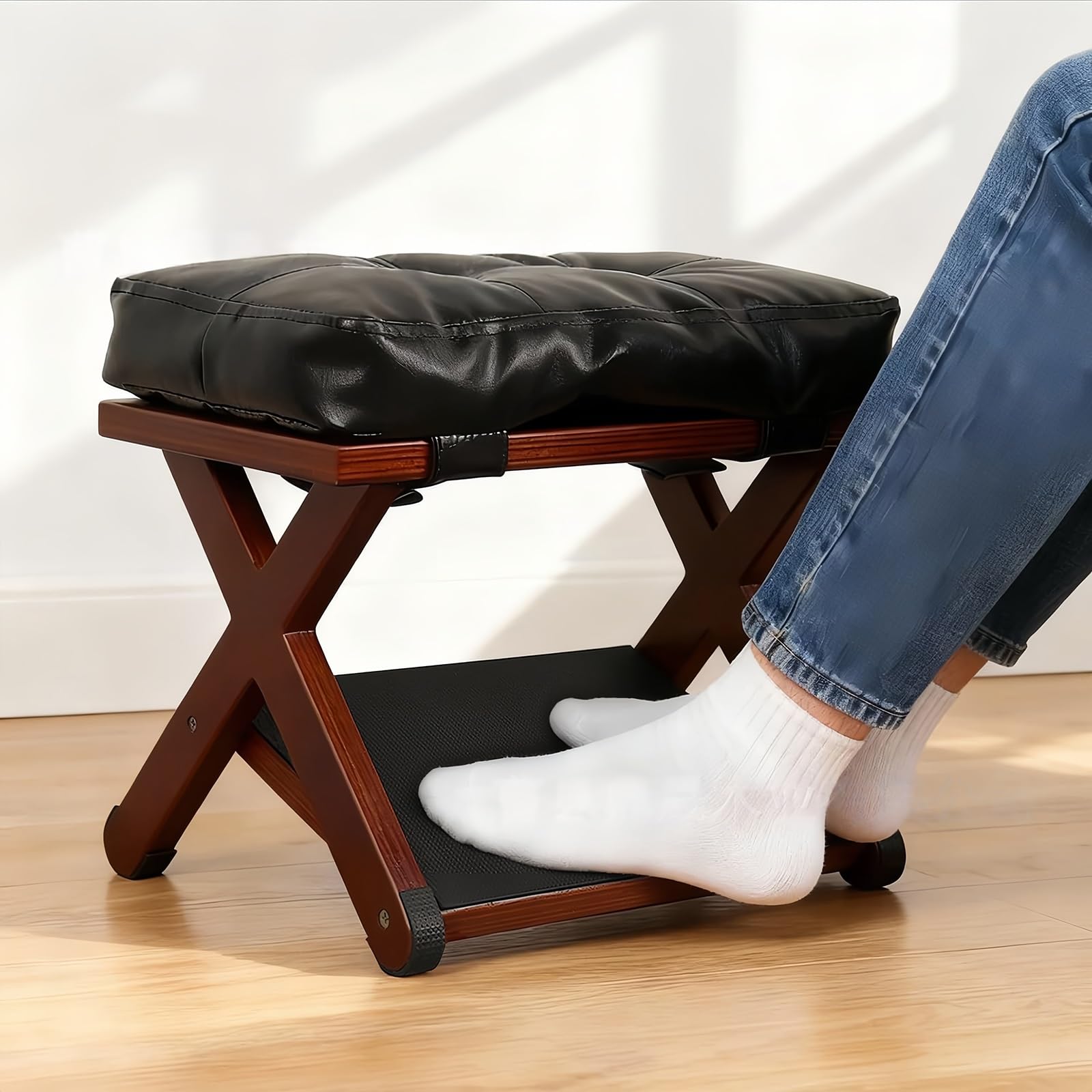 Sgabello Poggiapiedi Forma X Sotto Scrivania, Poggiapiedi 2 Livelli Ufficio | Ripiano Imbottito Piedi,Pedale Domestico,Piattaforma Sollevabile Gambe Del Divano,Supporto Piedi Posizionare Sotto Tavolo