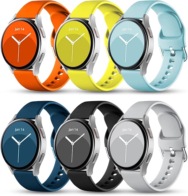 kitway 6 Pack Straps Compatible with Samsung Galaxy Watch Active 2 40mm/44mm Bands, 20mm Sport Double Hole Buckle Wristband for Galaxy Watch 4/Watch 4 Classic/Watch3 41mm/Watch 42mm