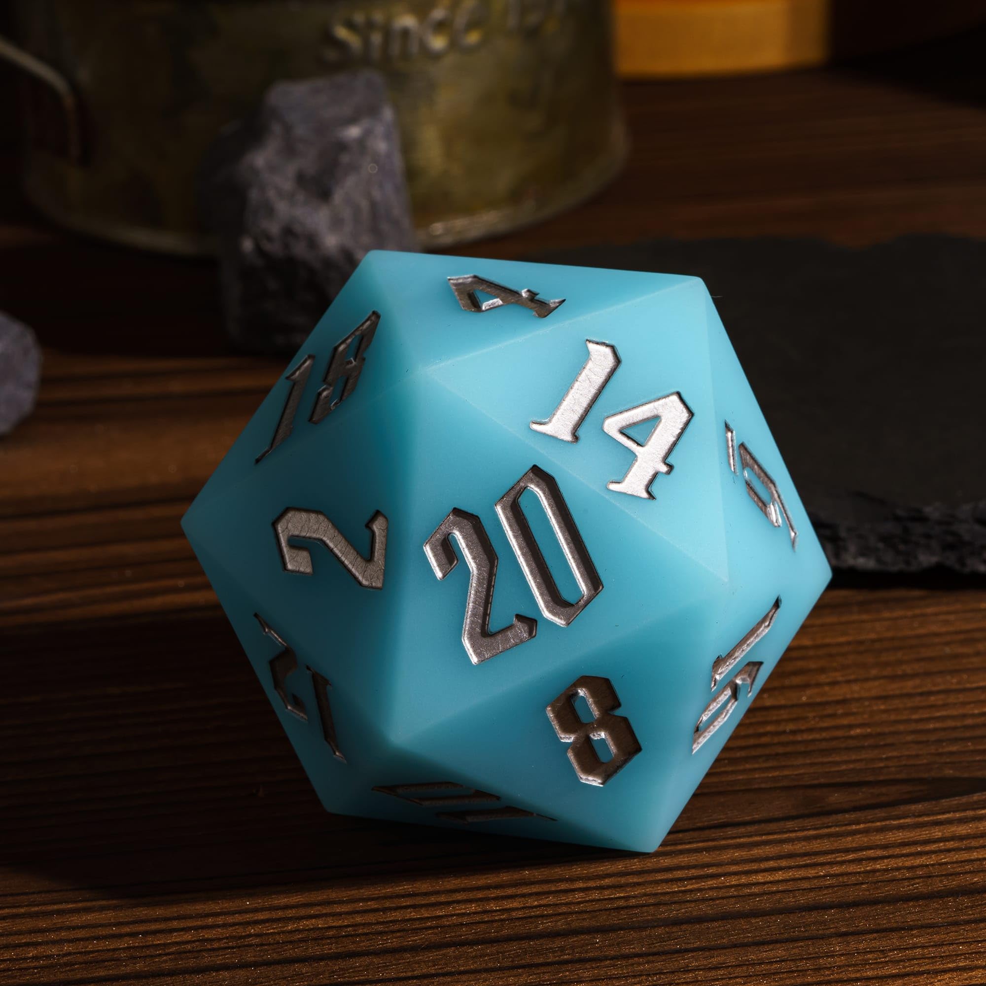 D20 de silicona de 55 mm, dados grandes que brillan en la oscuridad D20 individuales de 20 caras, dados poliédricos gigantes D20 con caja de regalo para juegos de rol, bar, pub, club, fiesta