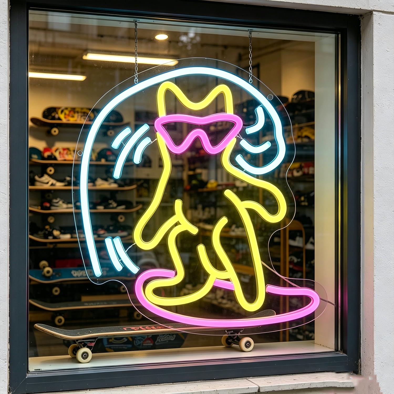 Cat Surfing Neon Sign LED Neon Surfing Cat Sign Light Up for Wall Decor, Dimmable USB Powered Neon Light for Bedroom Anime Bar Living Room Man Cave Beach Shop Decor 10.6”x13.9” — image 1
