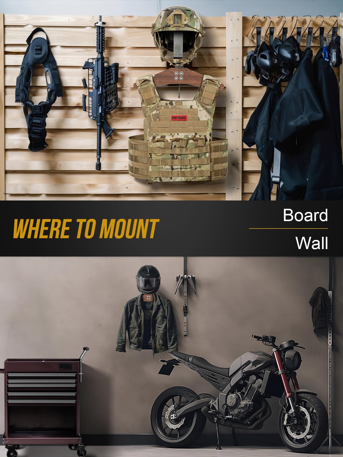 OneTigris Motorcycle Helmet Holder Wall Mount - Image 3