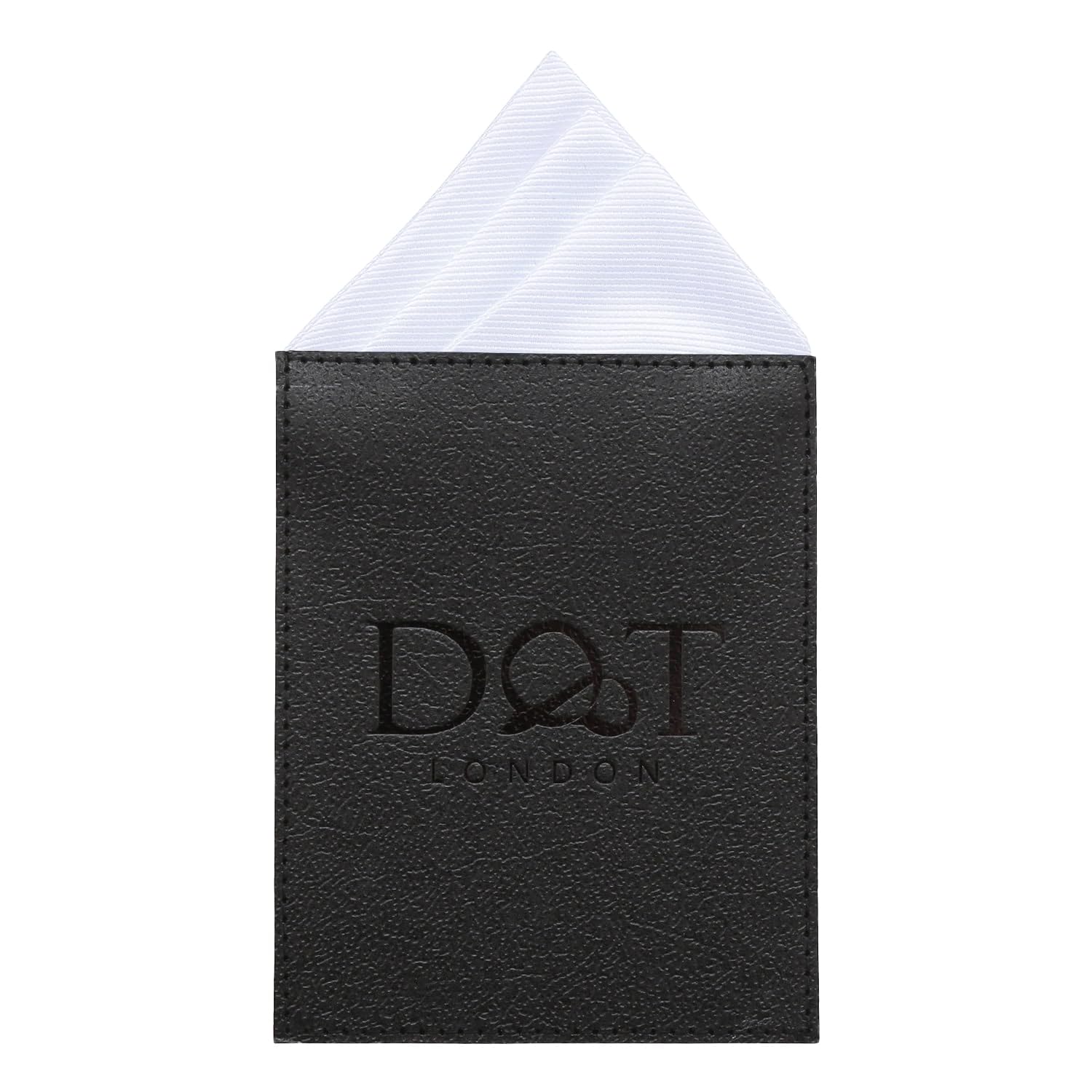 DQT Mens Plain Twill Pre-Folded Pocket Square - Wedding, Business & Formal Suit Handkerchief - White - One Peak