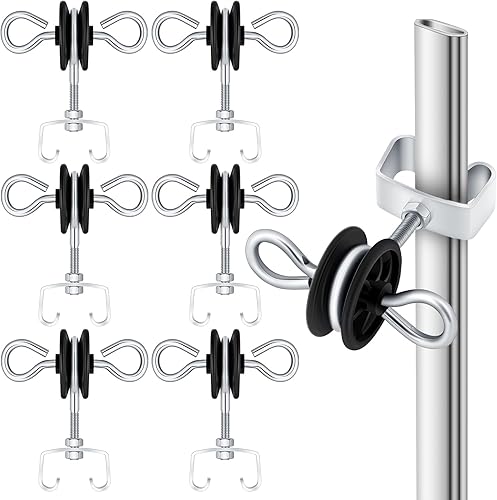 Gisafai 6 piezas de valla eléctrica de granja en T, anclajes de mango de puerta de doble gancho, 2 anillos, aisladores de poste en T de acero con