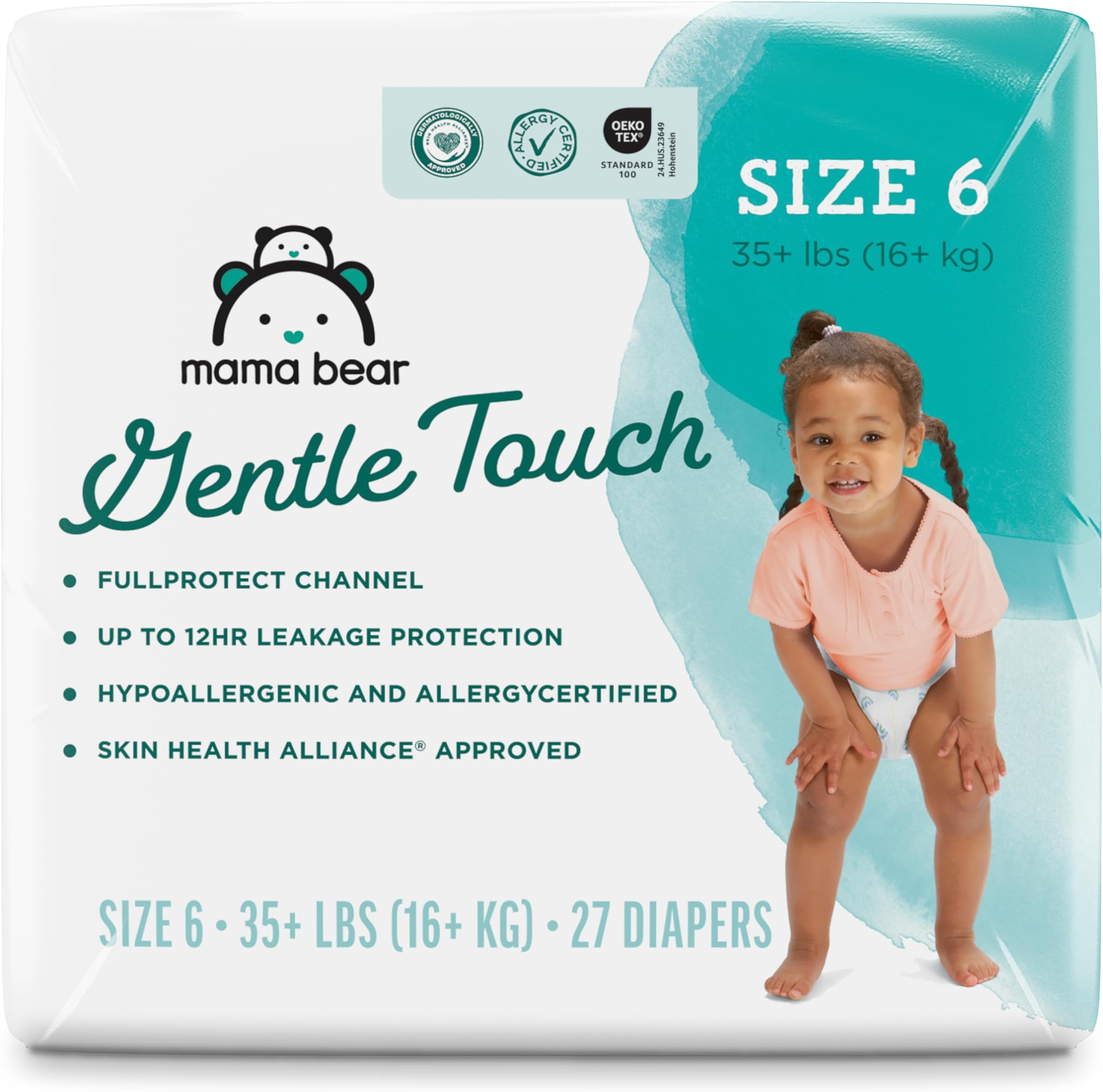 Amazon Brand - Mama Bear Gentle Touch Diapers, Size 6, 27 Count