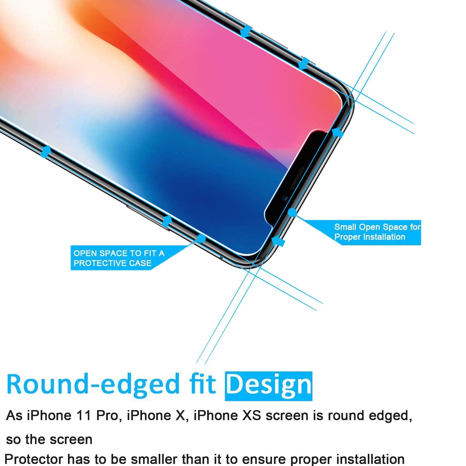 NEW'C Lot de 2, Verre Trempé pour iPhone 11 Pro et iPhone X et iPhone XS (5,8 Pouces), Film Protection écran sans Bulles d'air Ultra Résistant (0,33mm HD Ultra Transparent) Dureté 9H Glass