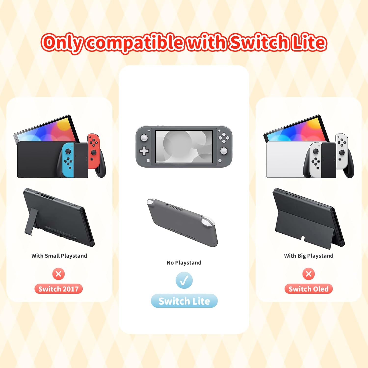 Switch Lite Protective Case,Soft Silicone Protective Cover Case,Anti-Scratch Protector for Switch Lite with 2 Thumb Grip Caps - HLK Off White | Soft Silicone, for Switch Lite, Off White - Image 2